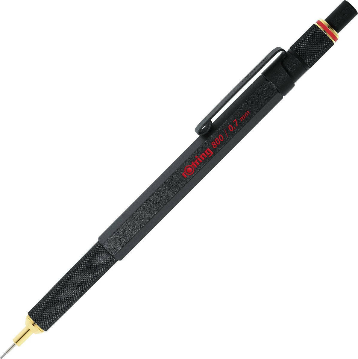 Rotring 800 Μηχανικό Μολύβι Σχεδίου Μεταλλικό 0.7mm με Γόμα 1τμχ Μαύρο