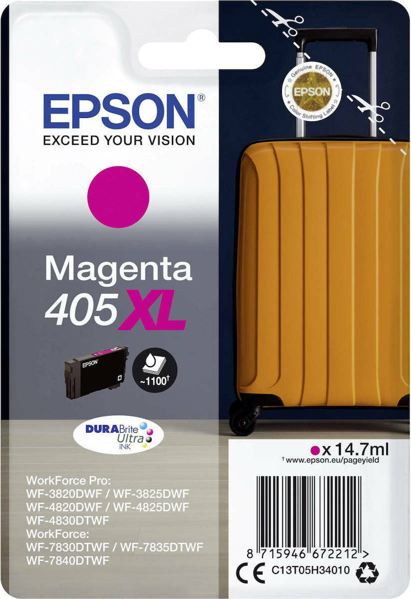 Epson 405XL Γνήσιο Μελάνι Εκτυπωτή InkJet Ματζέντα (C13T05H34010)