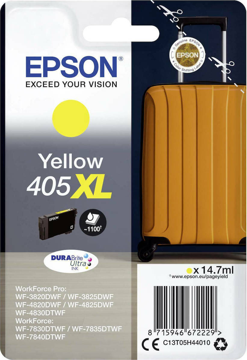 Epson 405XL Γνήσιο Μελάνι Εκτυπωτή InkJet Κίτρινο (C13T05H44010)