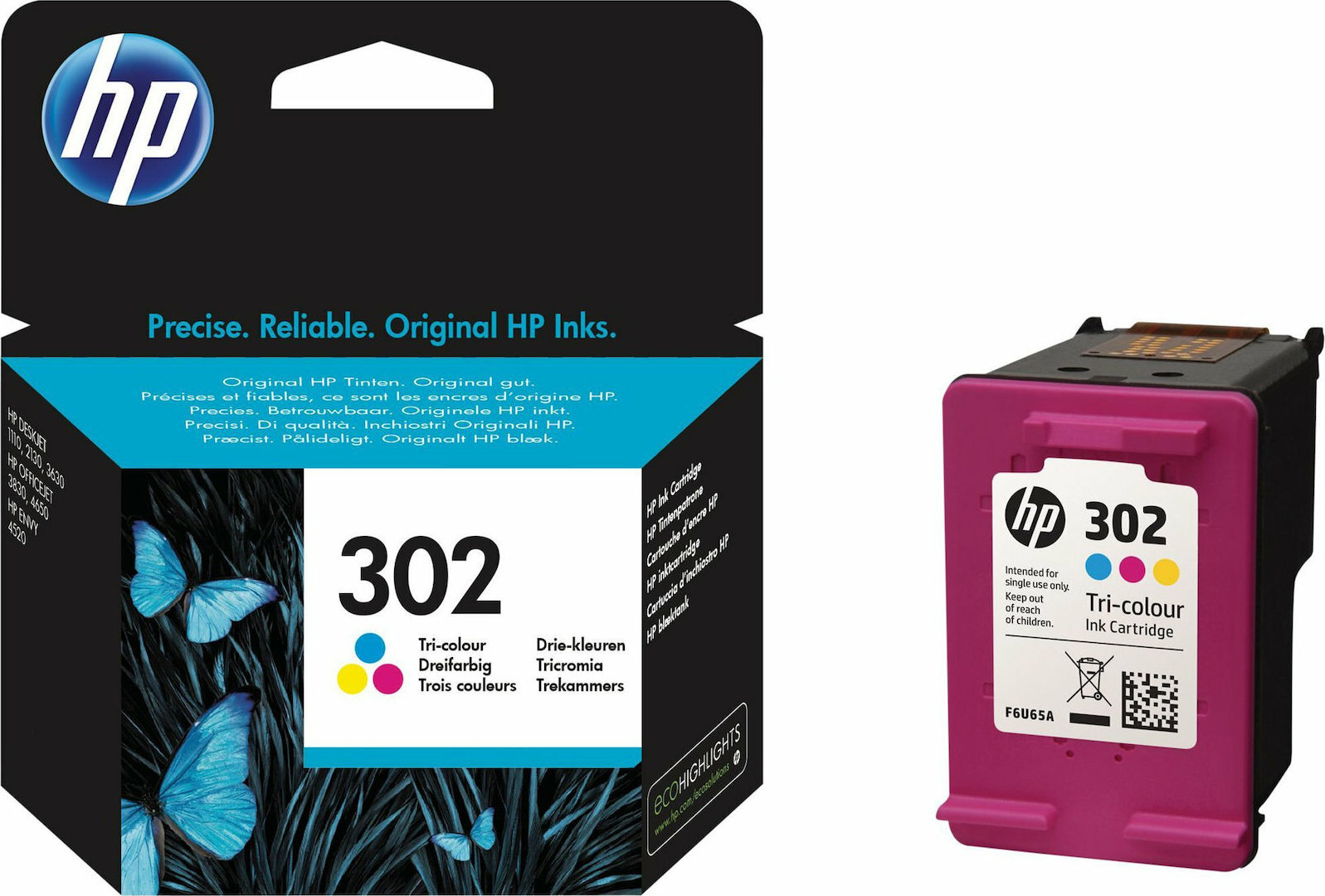 HP 302 Γνήσιο Μελάνι Εκτυπωτή InkJet Πολλαπλό (Color) (F6U65AE)