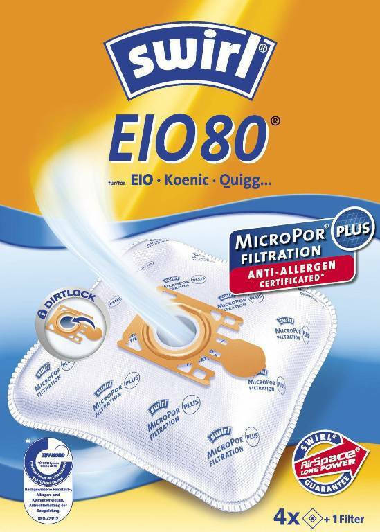 Swirl EIO 80 Plus Σακούλες Σκούπας 4τμχ Συμβατή με Σκούπα Universal
