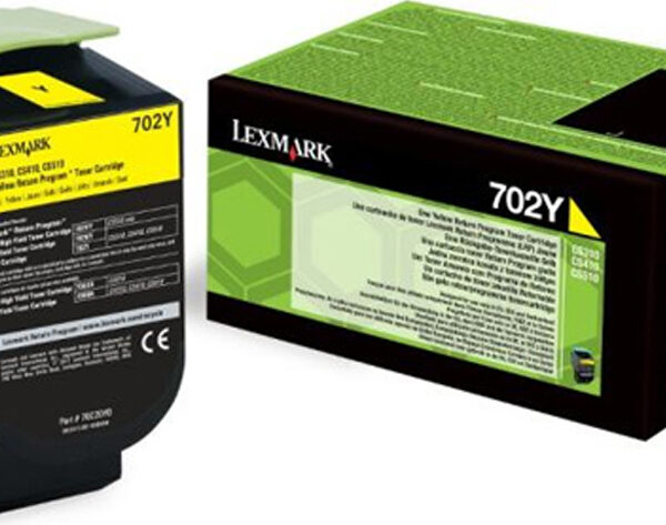 Lexmark 702Y Γνήσιο Toner Laser Εκτυπωτή Κίτρινο Return Program 1000 Σελίδων (70C20Y0)