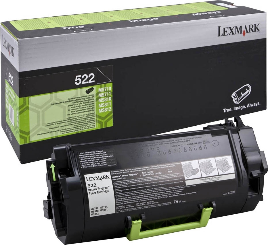 Lexmark 522 Γνήσιο Toner Laser Εκτυπωτή Μαύρο Return Program 6000 Σελίδων (52D2000)