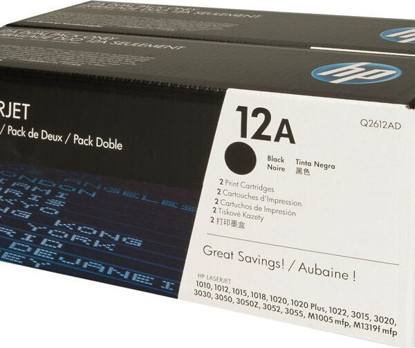 HP 12A Γνήσιο Multipack Toner Laser Εκτυπωτή Μαύρο 2τμχ (Q2612AD)