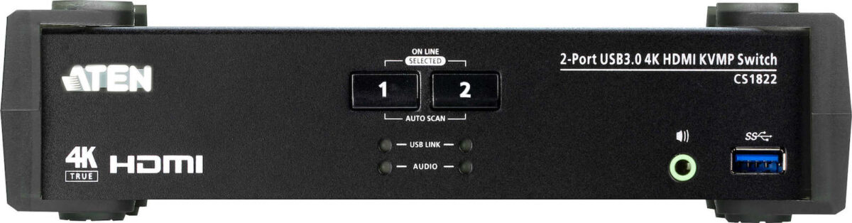 Aten 2-Port USB 3.0 4K HDMI KVMP Switch with Audio Mixer Mode - Image 3