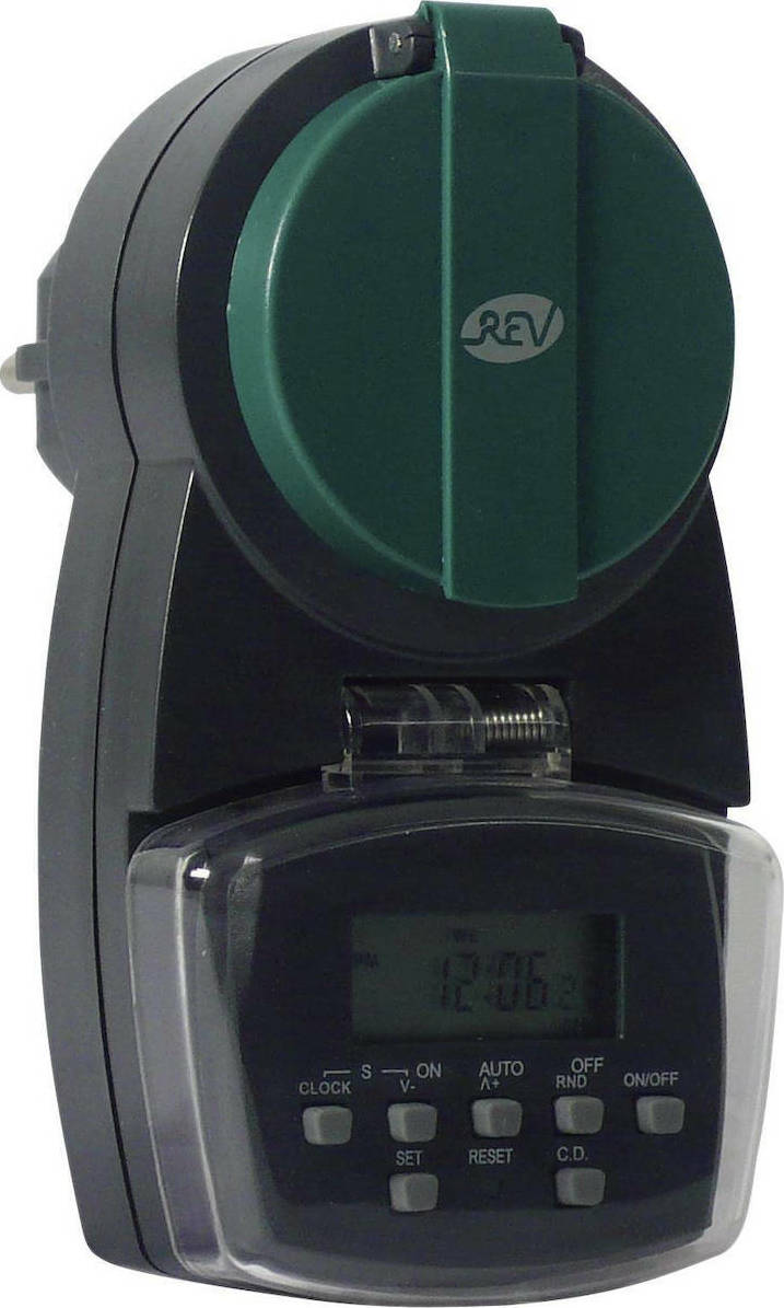 REV Timer IP44 Digital Ψηφιακός Χρονοδιακόπτης Πρίζας Εβδομαδιαίος Εξωτερικού Χώρου IP44