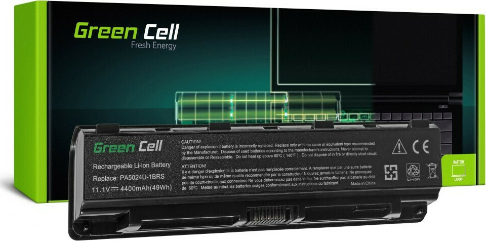 Green Cell Συμβατή Μπαταρία για Toshiba Satellite C840/C850/C850 με 4400mAh - Image 1