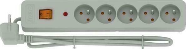 Acar Surge Protector X5 1.5m Πολύπριζο Ασφαλείας 5 Θέσεων με USB-A, Διακόπτη και Καλώδιο 1.5m Γκρι