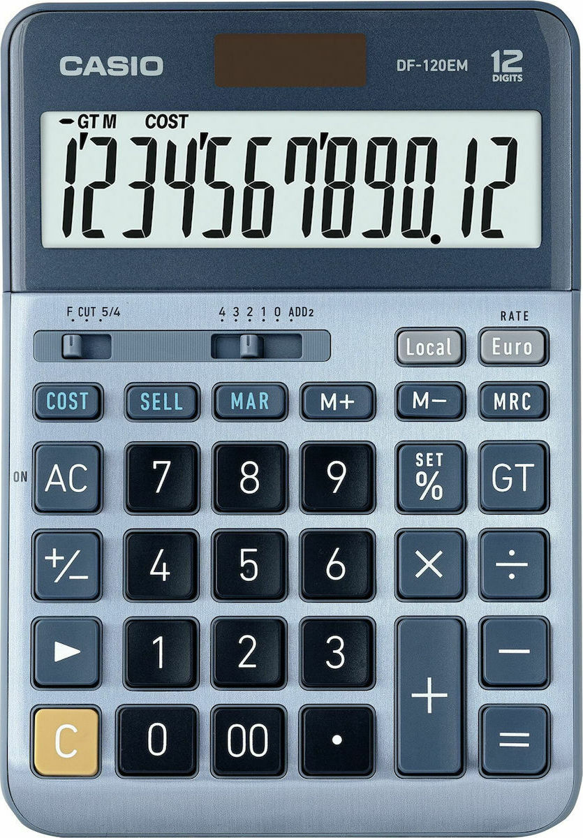 Casio Αριθμομηχανή 12 Ψηφίων σε Μπλε Χρώμα