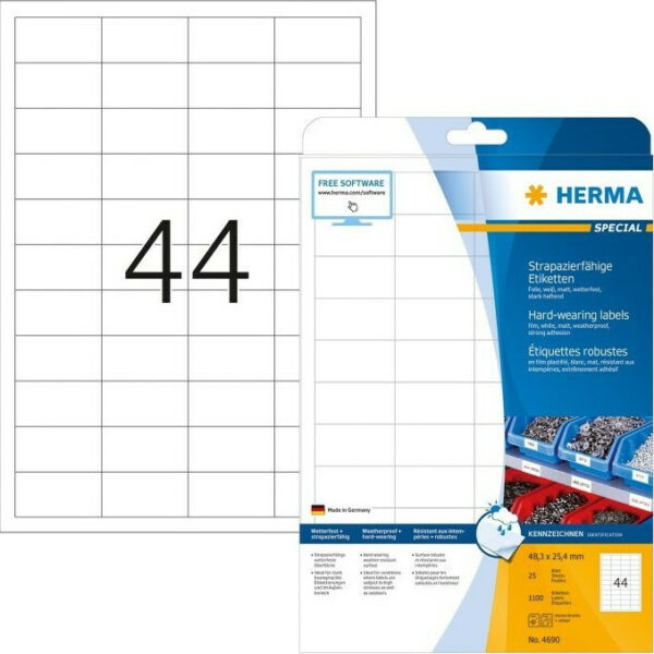 Herma 1100 Αυτοκόλλητες Ετικέτες Α4 Ορθογώνιες 4690 48.3x25.4mm