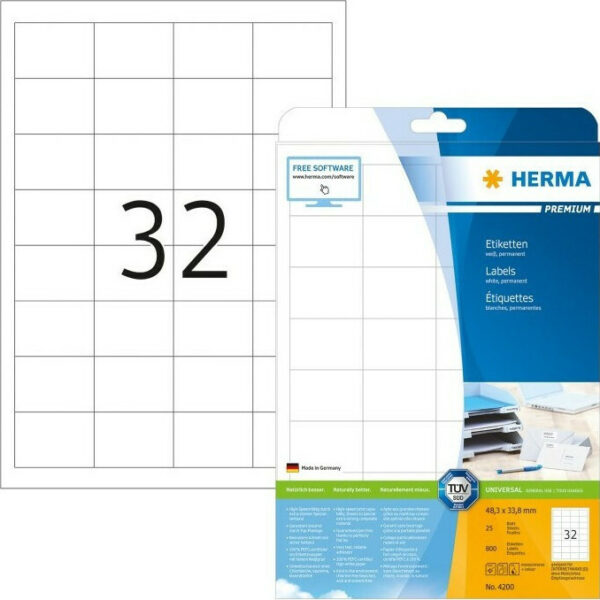 Herma 800 Αυτοκόλλητες Ετικέτες Α4 Ορθογώνιες 48.3x33.8mm