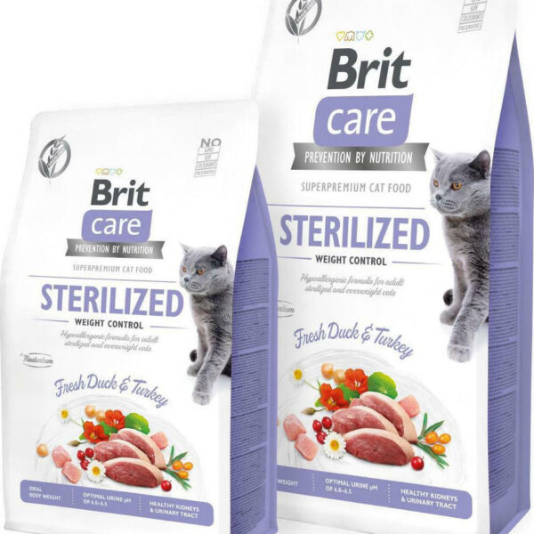 Brit Sterilized Sensitive Ξηρά Τροφή Διαίτης, χωρίς Σιτηρά & Γλουτένη για Ενήλικες Στειρωμένες Γάτες με Πάπια / Γαλοπούλα Adult Duck & Turkey 7kg
