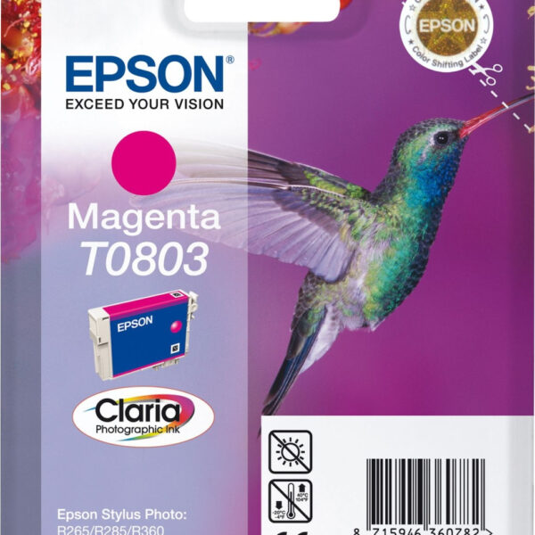 Epson T0803 Γνήσιο Μελάνι Εκτυπωτή InkJet Ματζέντα (C13T08034010 C13T08034011)