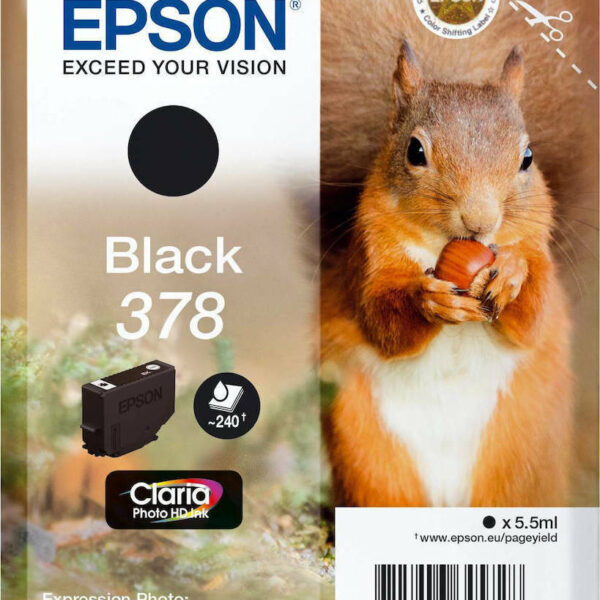 Epson 378 Γνήσιο Μελάνι Εκτυπωτή InkJet Μαύρο (C13T37814010)