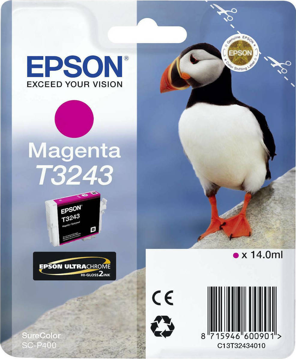 Epson T3243 Γνήσιο Μελάνι Εκτυπωτή InkJet Ματζέντα (C13T32434010)