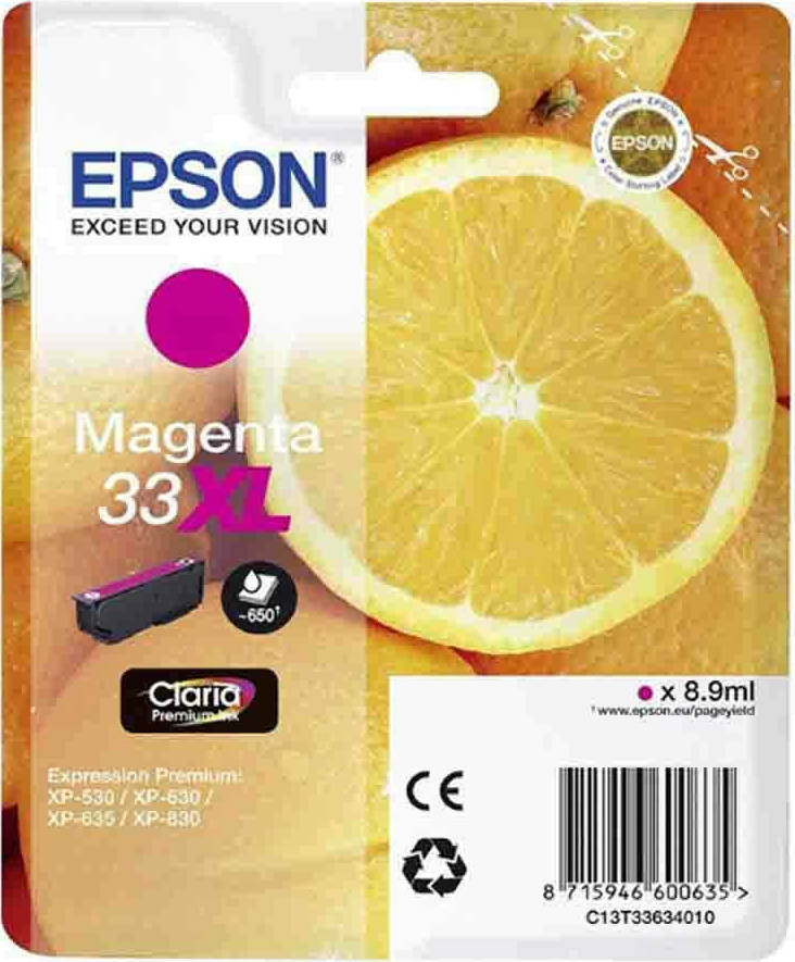 Epson 33XL Γνήσιο Μελάνι Εκτυπωτή InkJet Ματζέντα (C13T33634010 C13T33634012)