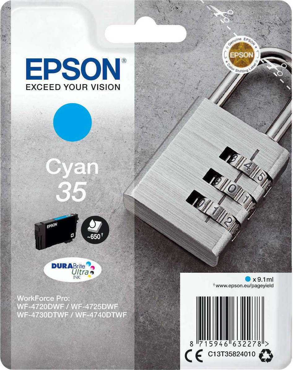 Epson 35 Cyan Γνήσιο Μελάνι Εκτυπωτή InkJet Κυανό (C13T35824010)