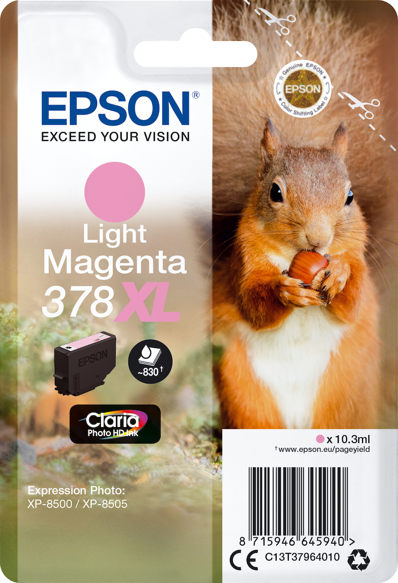 Epson 378XL Γνήσιο Μελάνι Εκτυπωτή InkJet Ανοιχτό Ματζέντα (C13T37964010)