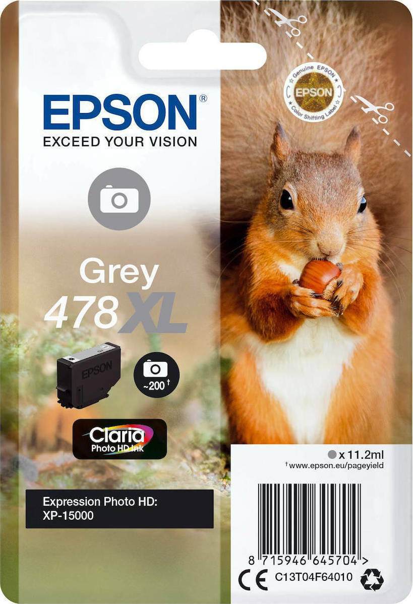 Epson 478XL Γνήσιο Μελάνι Εκτυπωτή InkJet Photo Γκρι (C13T04F64010)