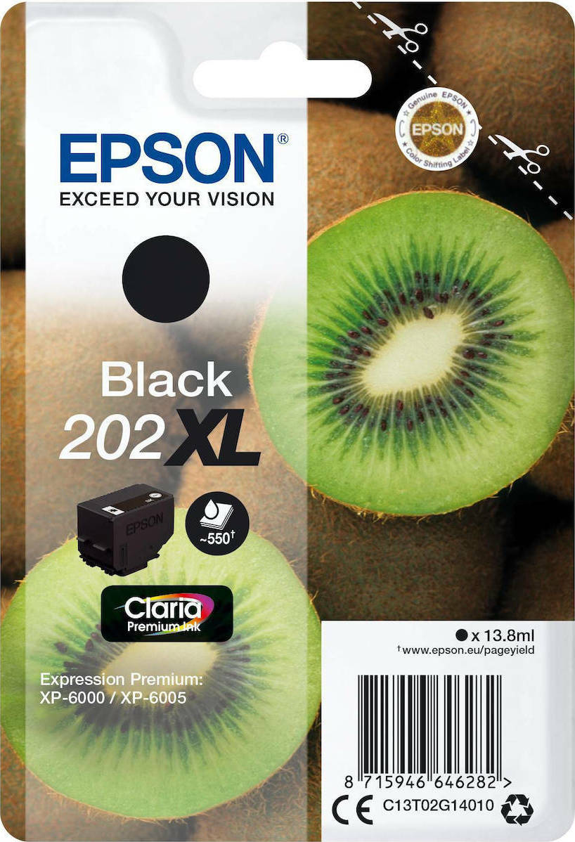 Epson 202XL Γνήσιο Μελάνι Εκτυπωτή InkJet Μαύρο (C13T02G14010)