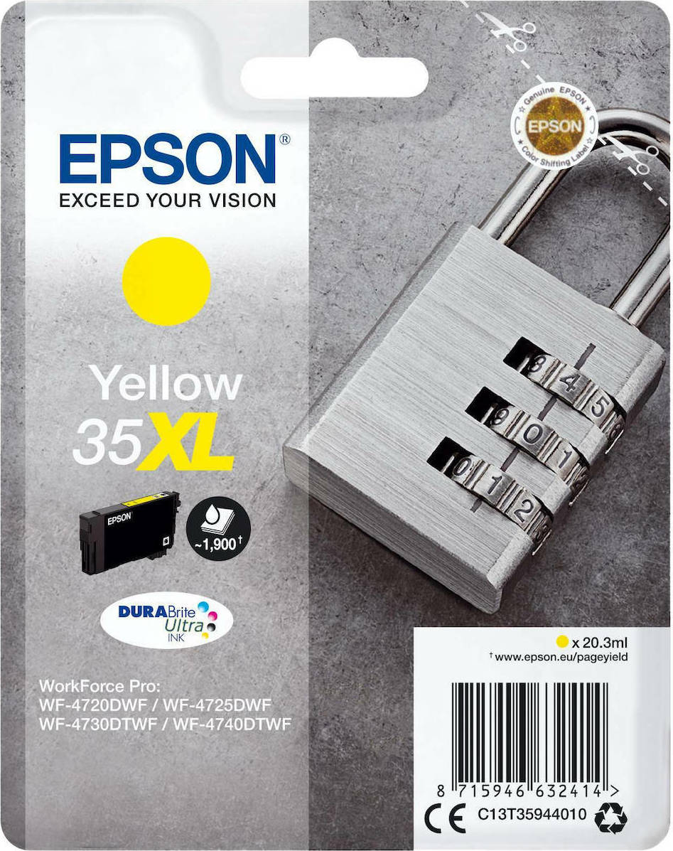 Epson 35XL Γνήσιο Μελάνι Εκτυπωτή InkJet Κίτρινο (C13T35944010)