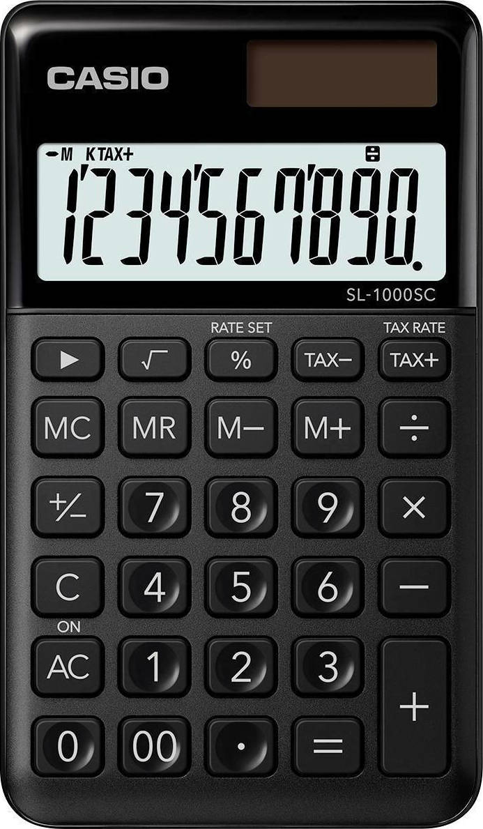 Casio Αριθμομηχανή Λογιστική SL-1000SC 10 Ψηφίων σε Μαύρο Χρώμα