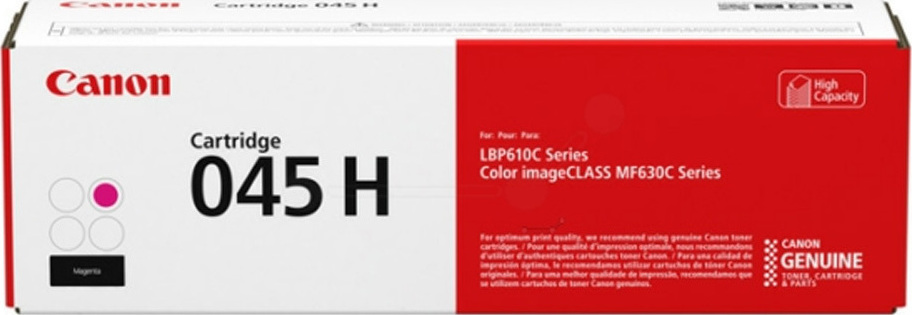 Canon 045H Γνήσιο Toner Laser Εκτυπωτή Ματζέντα High Capacity 2200 Σελίδων (1244C002)