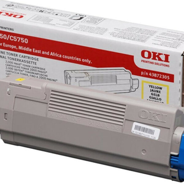 OKI 43872305 Γνήσιο Toner Laser Εκτυπωτή Κίτρινο 2000 Σελίδων