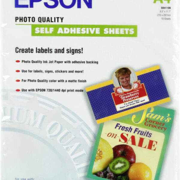 Epson Self Adhesive Φωτογραφικό Χαρτί Matte A4 (21x30) 167gr/m² για Εκτυπωτές Inkjet 10 Φύλλα
