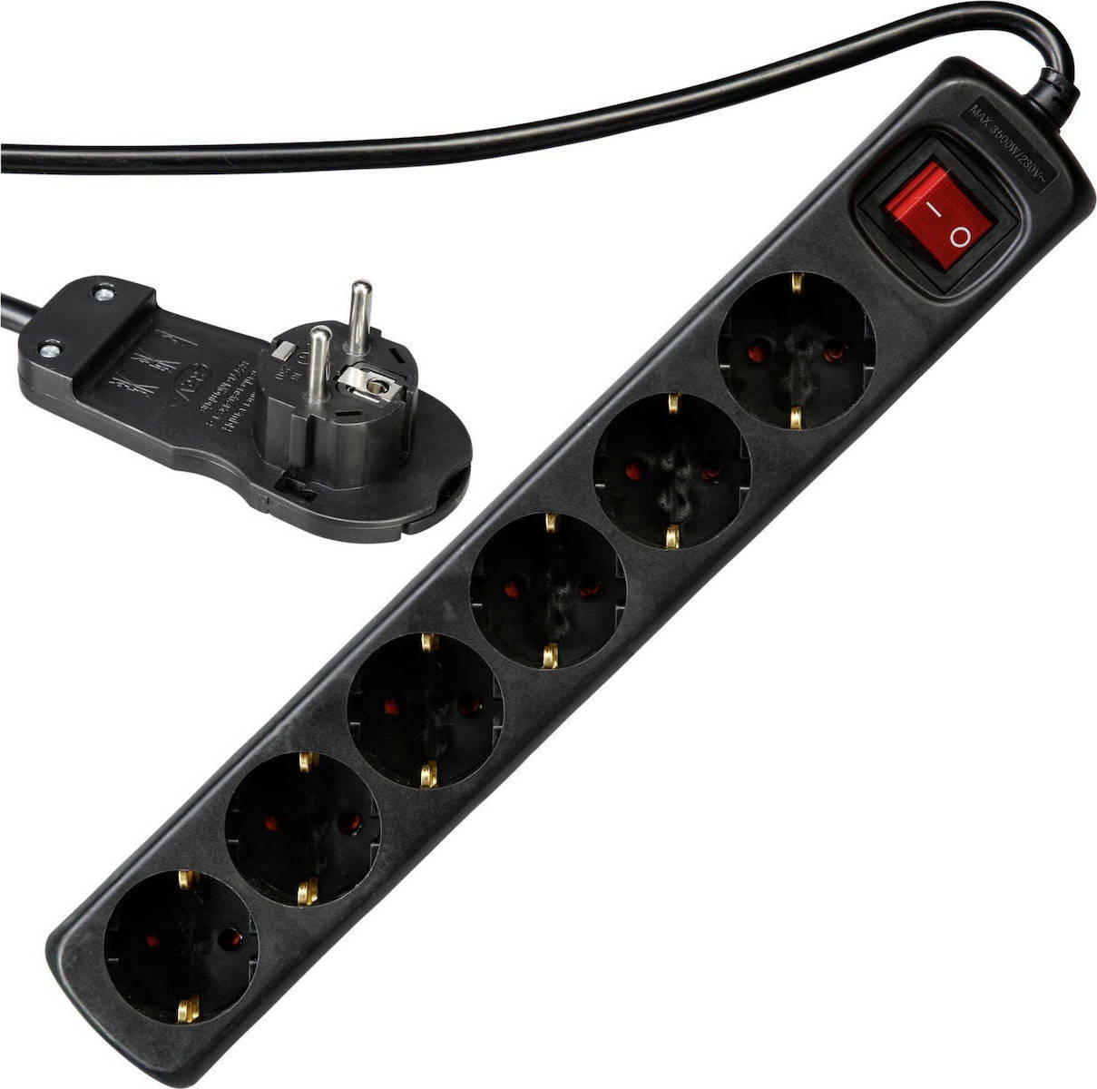 REV Πολύπριζο 6 Θέσεων με USB-A, Διακόπτη και Καλώδιο 2m