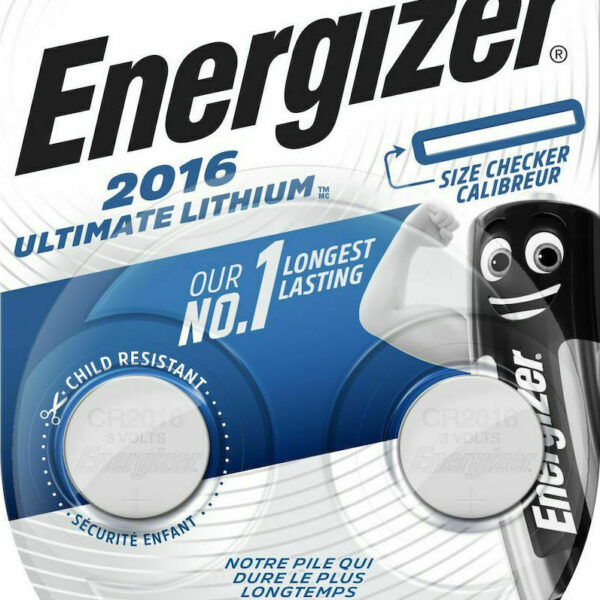 Energizer Ultimate Lithium Μπαταρίες Ρολογιών CR2016 3V 2τμχ