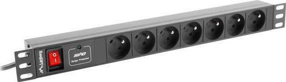 Lanberg PDU Rack Power Strip (1U,10A,7X 230V,2M) Μαύρο