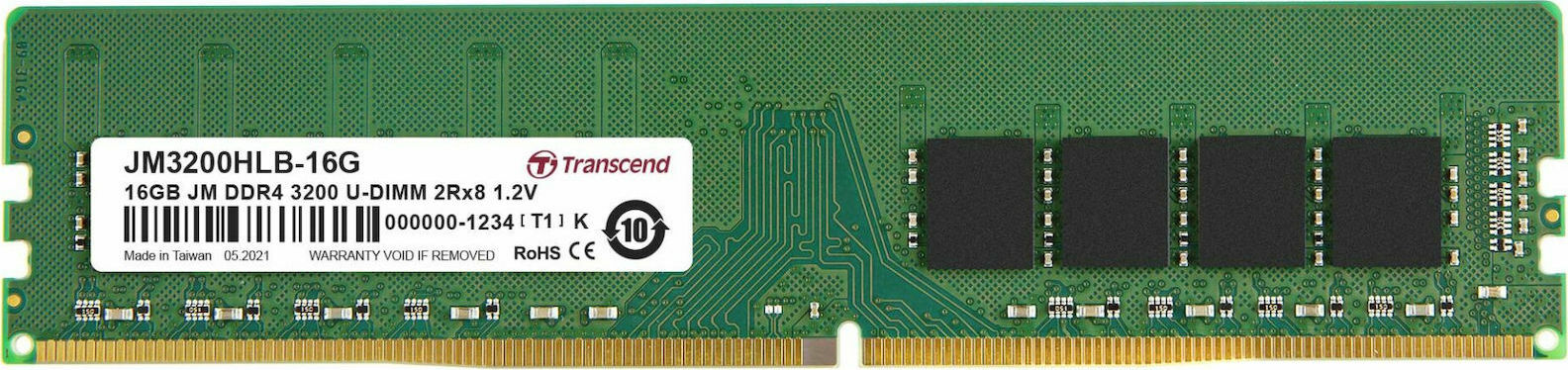 Transcend JetRam DDR4 με Module 1x16GB και Ταχύτητα 3200 για Desktop JM3200HLB-16G