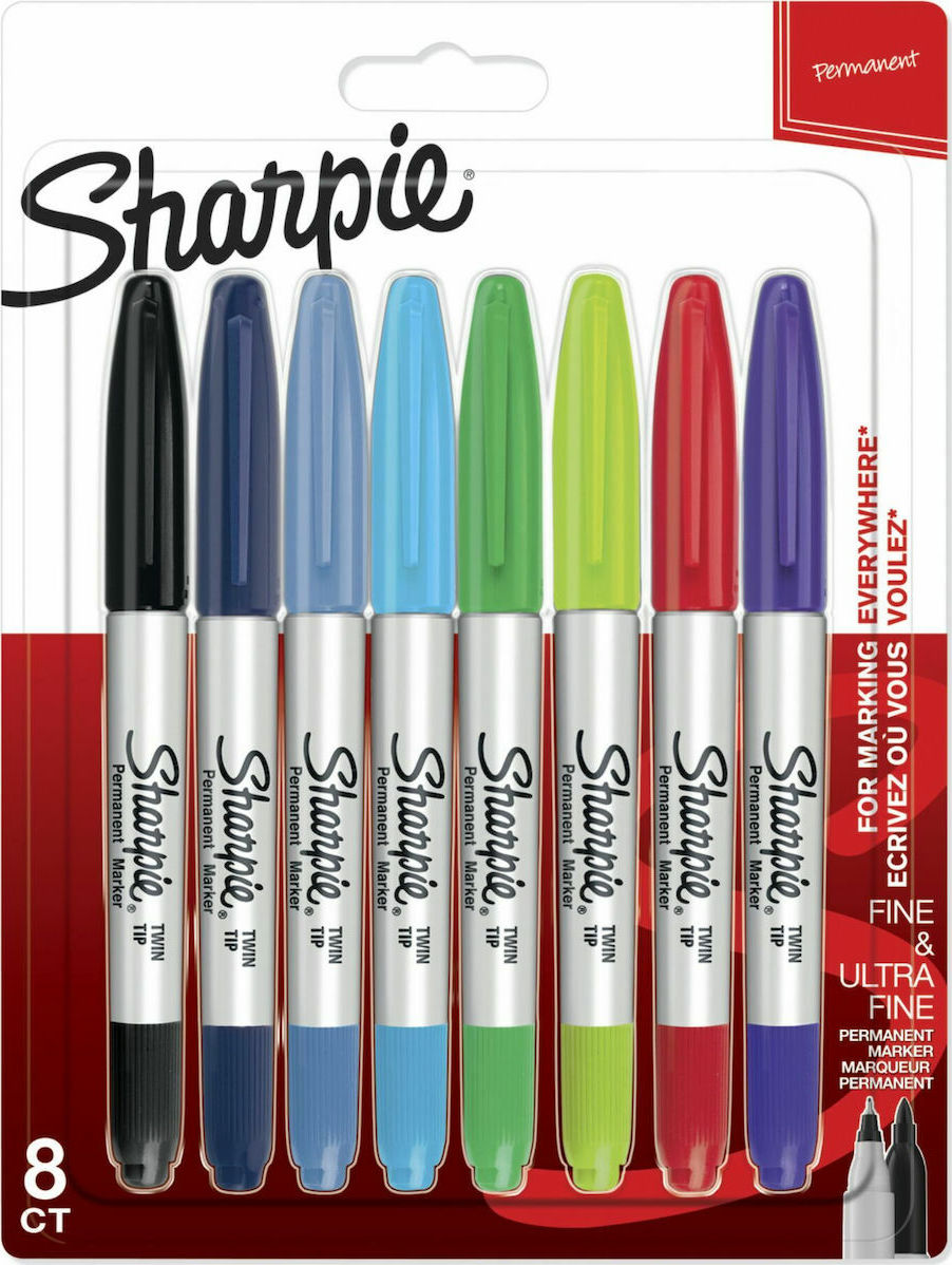 Sharpie Twin Tip Ανεξίτηλοι Μαρκαδόροι 0.5mm Πολύχρωμοι 8τμχ