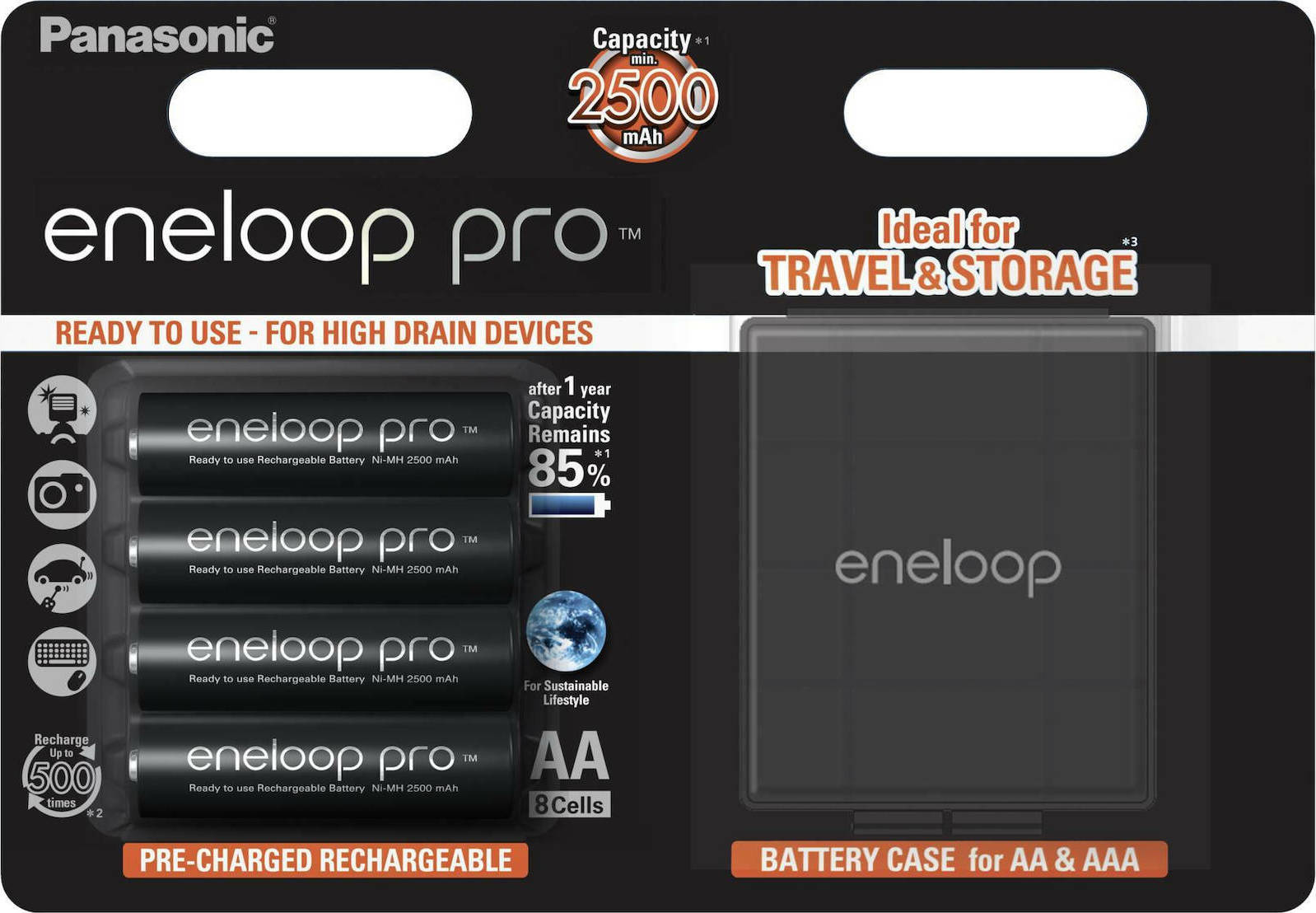 Panasonic Eneloop Pro With Battery Case AA 2500mAh 1.2V 4τμχ