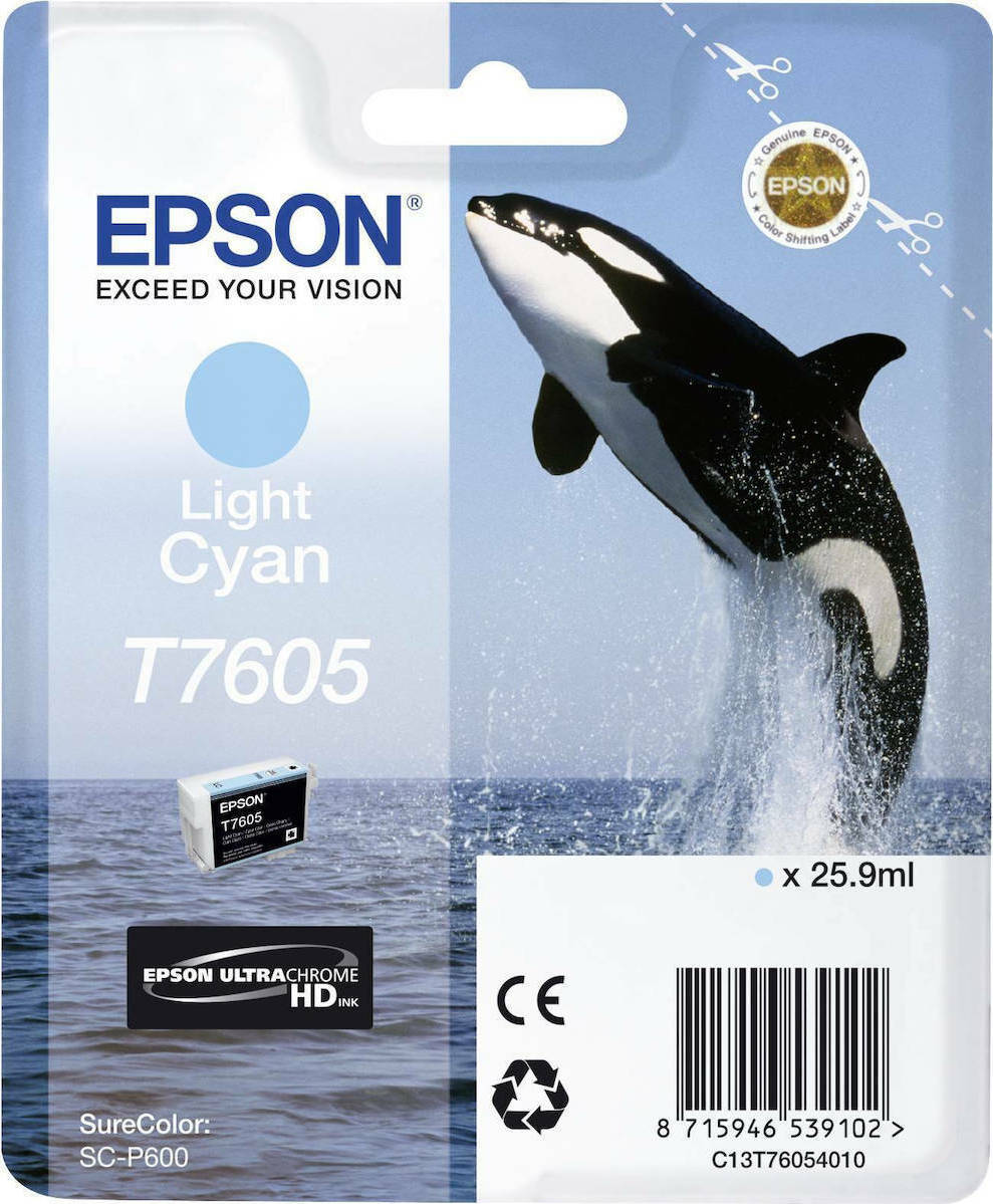 Epson T7605 Γνήσιο Μελάνι Εκτυπωτή InkJet Ανοιχτό Κυανό (C13T76054010)