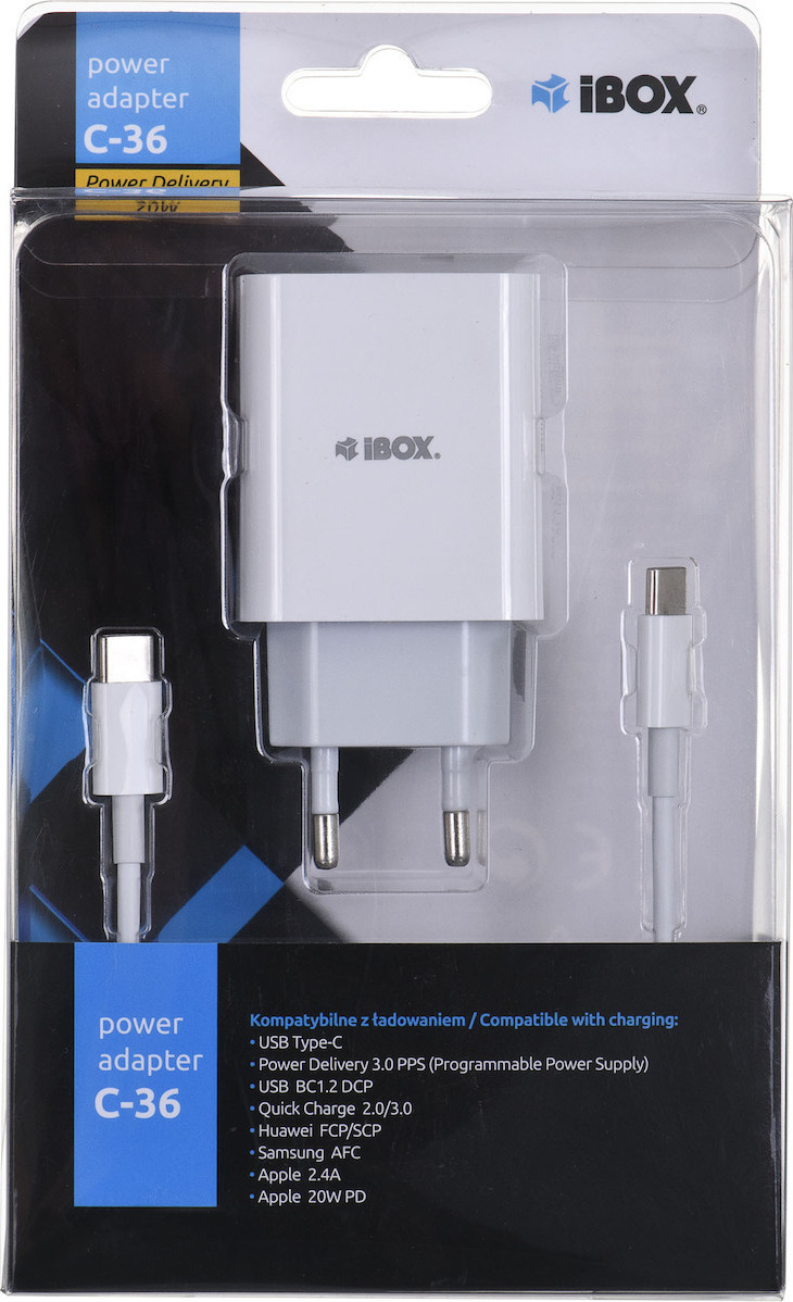 iBox ILUC36W USB-C 20W με Καλώδιο USB-C