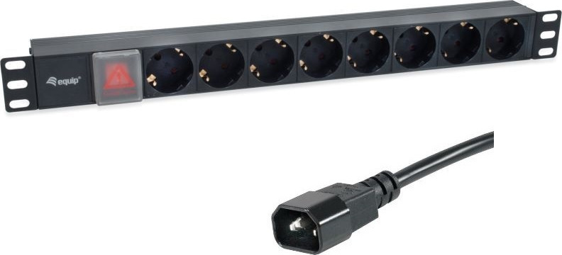 Equip Πολύπριζο Rack 19" 1U με Καλώδιο C14 1.8m & 8 Sockets - Image 1