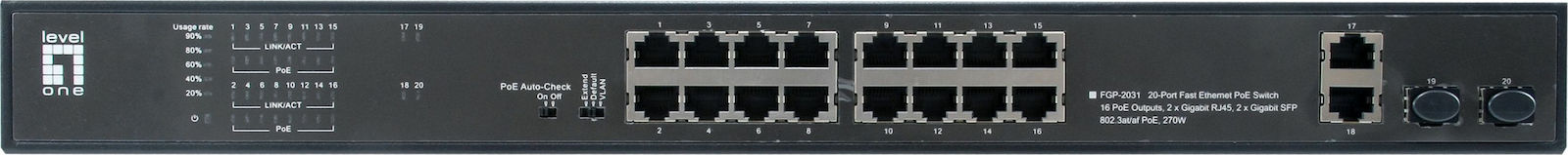 20210929130411_level_one_fgp_2031_unmanaged_l2_poe_switch_me_16_thyres_gigabit_1gbps_ethernet_kai_2_sfp_thyres Level One FGP-2031 Unmanaged L2 PoE+ - Image 1