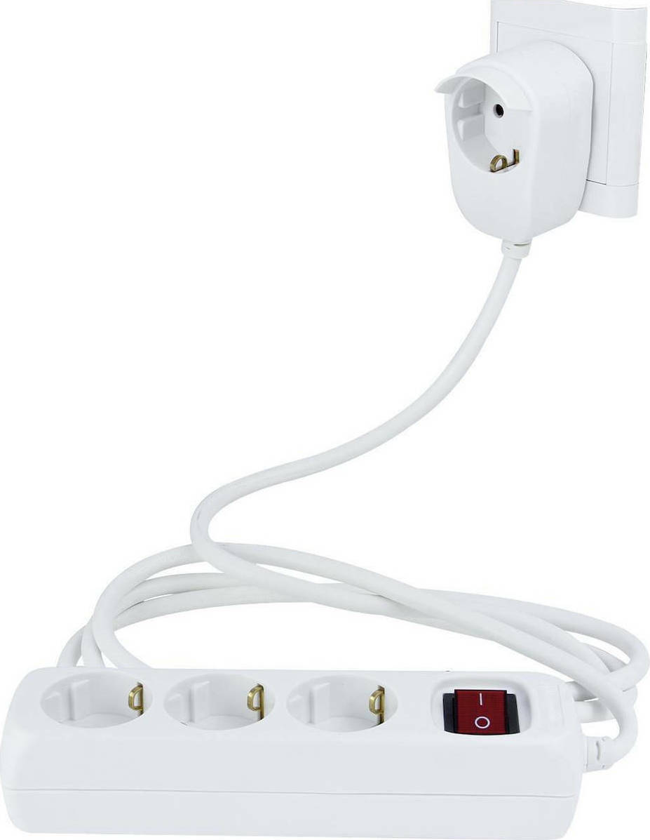 REV Πολύπριζο 3 Θέσεων με USB-A, Διακόπτη και Καλώδιο 2m