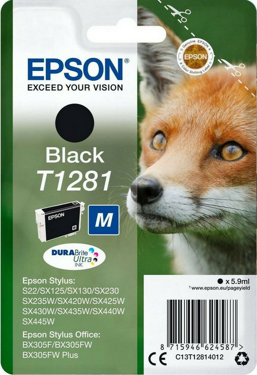 Epson T1281M Γνήσιο Μελάνι Εκτυπωτή InkJet Μαύρο (C13T12814010)