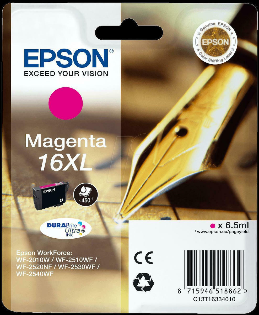 Epson 16XL Γνήσιο Μελάνι Εκτυπωτή InkJet Ματζέντα (C13T16334010 C13T16334012)