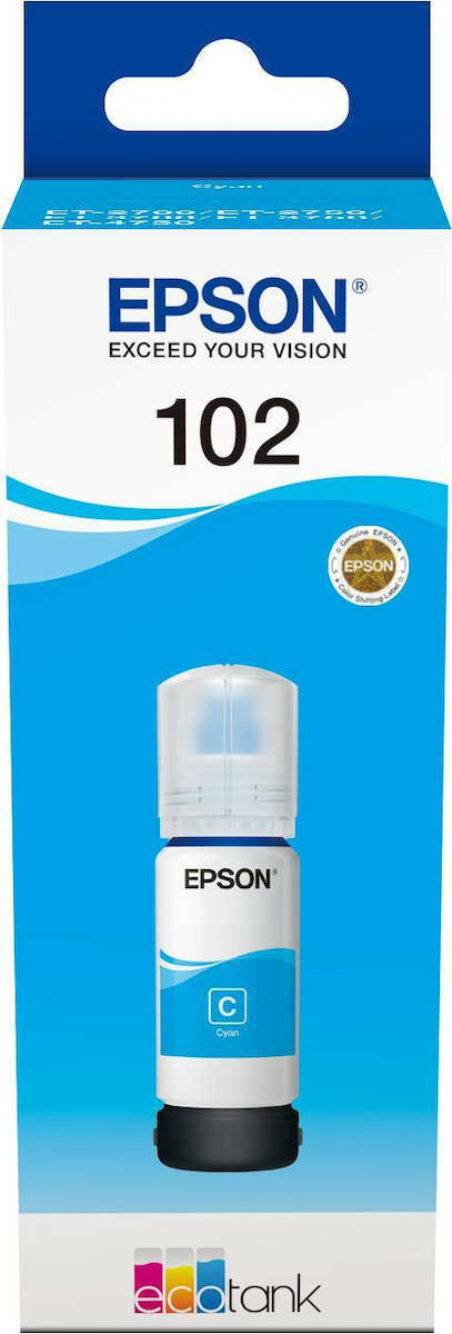 Epson 102 Γνήσιο Μελάνι Εκτυπωτή InkJet Κυανό (C13T03R240)