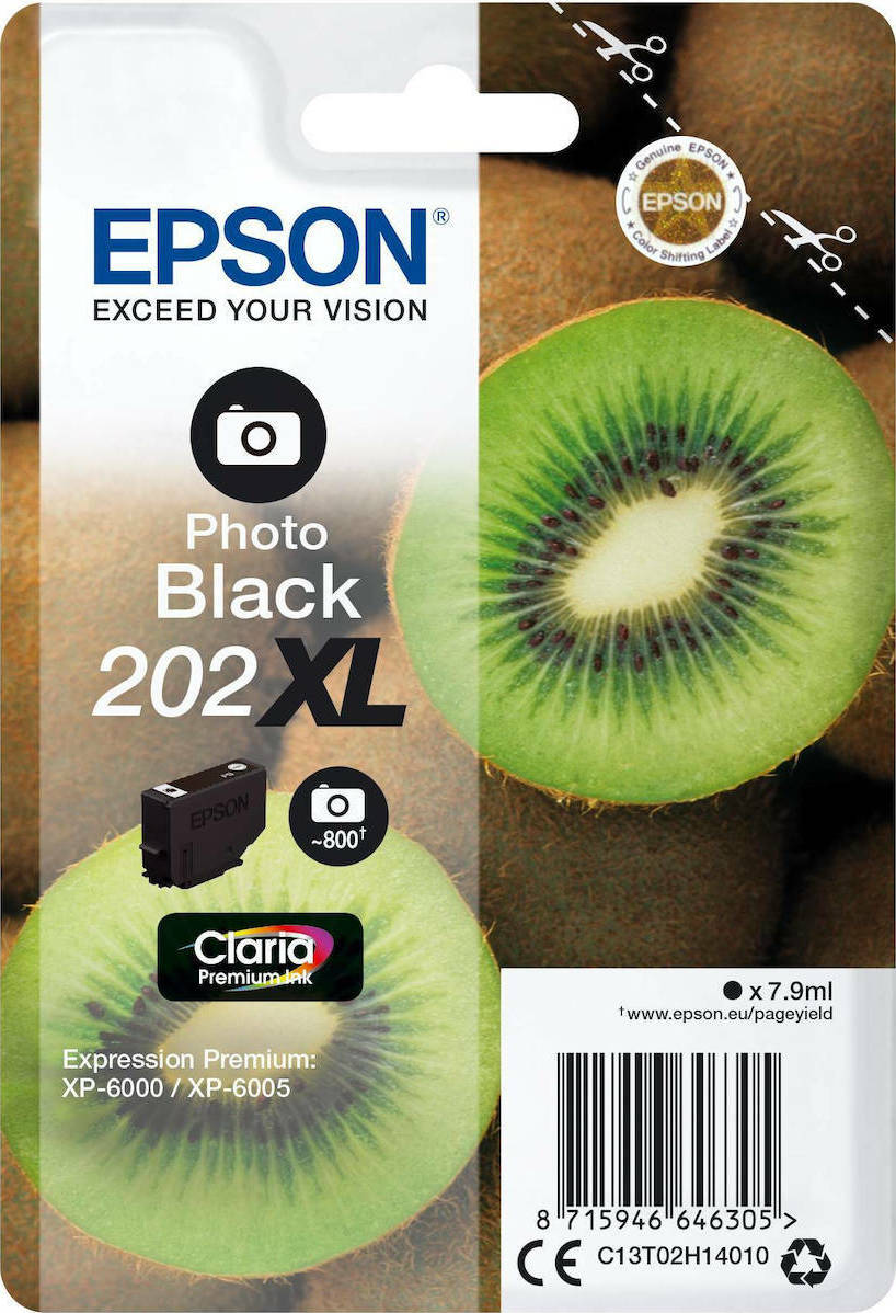 Epson 202XL Γνήσιο Μελάνι Εκτυπωτή InkJet Photo Μαύρο (C13T02H14010)