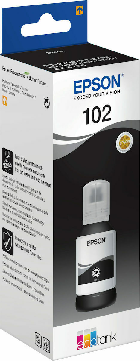 Epson 102 Γνήσιο Μελάνι Εκτυπωτή InkJet Μαύρο (C13T03R140)