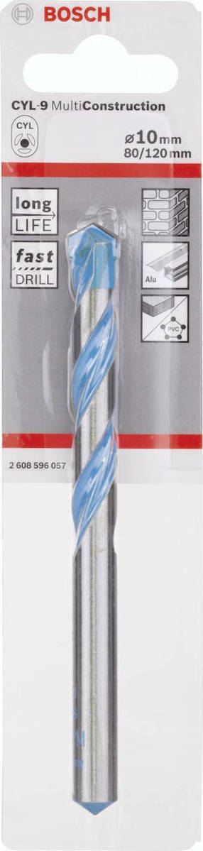 Bosch Διαμαντοτρύπανο με Κυλινδρικό Στέλεχος για Ξύλο, Μέταλλο, Δομικά Υλικά, Γυαλί και Πλακίδια 10x80mm