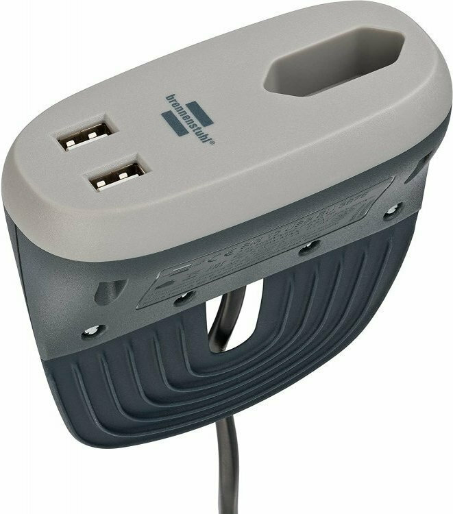 Brennenstuhl Μονόπριζο με 2 USB-A και Καλώδιο 3m Γκρι