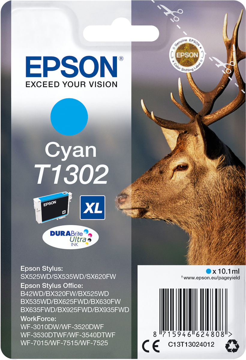 Epson T1302XL Γνήσιο Μελάνι Εκτυπωτή InkJet Κυανό (C13T13024010 C13T13024012)