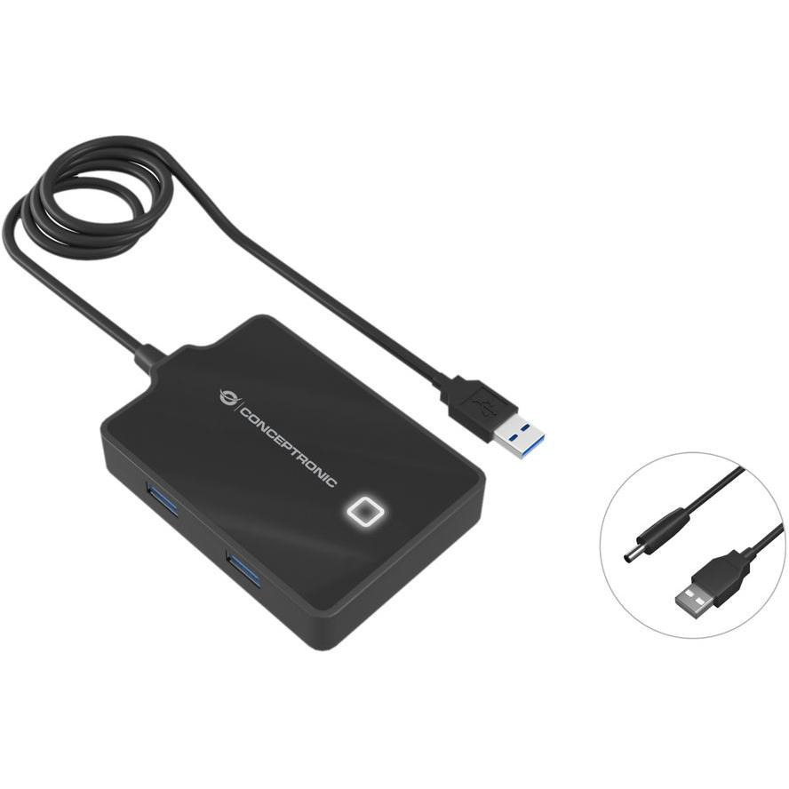 Conceptronic USB 3.0 Hub 4 Θυρών με σύνδεση USB-A & Θύρα Φόρτισης και Εξωτερική Παροχή Ρεύματος