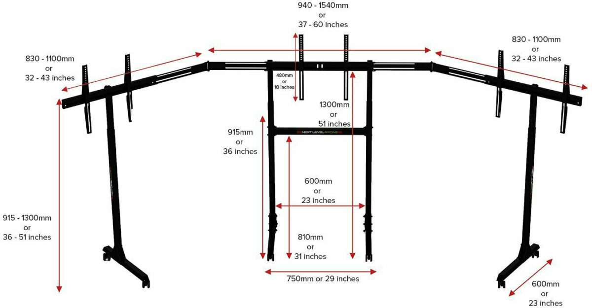 Next Level Racing NLR-A010 Βάση Τηλεόρασης Δαπέδου έως 65" και 70kg - Image 5